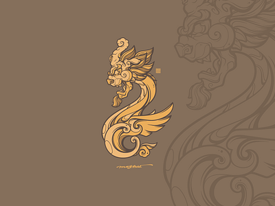 BERS - One horned dragon - HUNNU-001 art bers bersone design digital art graphic art graphic design hunnu illustration mongolia moshuart ondodesign vector