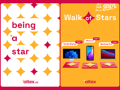 Altex Posters altex brand brand identity brand system concept gror poster posters redesign retail romania star system