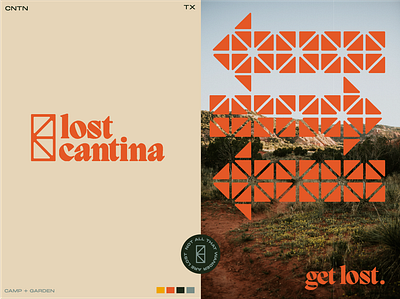 Lost Cantina bar branding breezeblock camp cantina design flat logo lost minimal national park pattern retro triangle typography vector