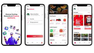 Coupons app in Ghana mobile app concept (Practice project) 40coupons app app design coupons dicount food ui