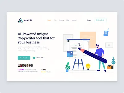 Ai Copywriting Tool Website Design artificial intelligence b2b business copy write copy write software copy writer copy writing landing page landing page design product design saas saas website software technology ui ui design web design website website design writing software