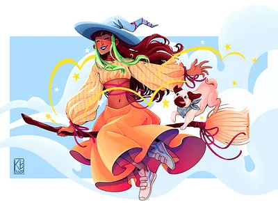 summer witch design digital art digitalart drawing illustration logo painting procreate procreateapp