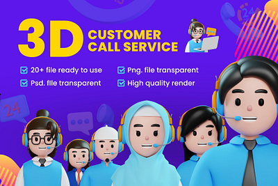 Customer Call Service - 3D Illustration 3d 3d icon 3d illustration 3d object call service 3d cs customer service customer service 3d element graphic design icon illustration ui ux