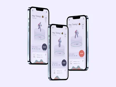 Fitness App Concept 3d app avatar design fitness gamification graph mobile sport tracker ui ux