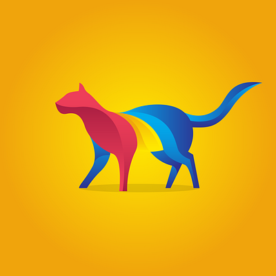 Colorful Cat Logo Design blue cat cats colorful colorful logo design graphic design illustration logo red yellow