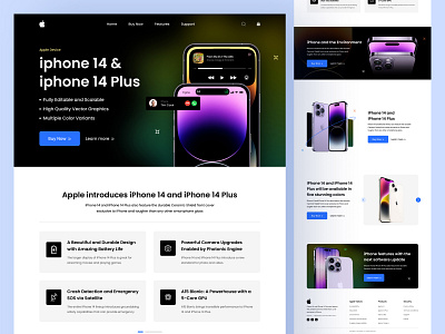 iPhone 14 Landing Page Design apple iphone creative home page iphone iphone 14 landing page product product page trending ui ux webdesign website