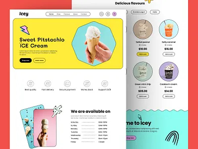 ICEY -- ICE cream landing page colorful website design ecommerce food website ecommerce website food food delivery website food website ice cream ice cream website illustration inspiration landing page minimal website trending website ui ui design unsplash user interface website ux website