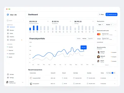 Elixir Design System - Financial app chart dashboard design design system design systems finance financial graph icon table ui ux vector