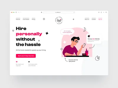 JobFairy homepage branding character cv search design employer fing job hero image hire illustration jobfairy landing page logo ui vector web design trends