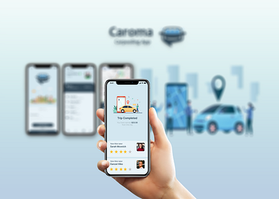 CAROMA Carpool app appdesign mobiledesign branding graphic design landingpage mobiledesign mockup ui ux vector