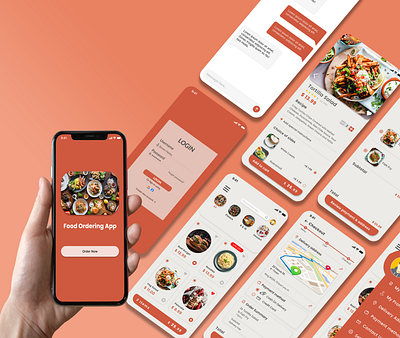 Food Ordering App appdesign branding graphic design illustration landingpage logo mobiledesign mockup ui