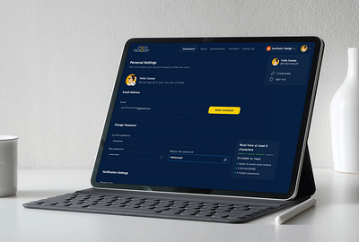 StockTreasury | User Profile Settings dashboard desktop form interface profile profile page saas settings top nav ui user profile web