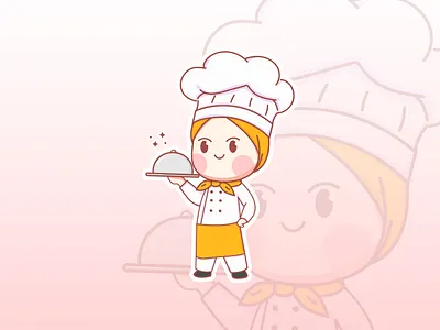 Cute Chef With Hijab Illustration Design branding chef cute design flat illustration flatdesign graphic design hijab illustration illustration art illustration design logo ui