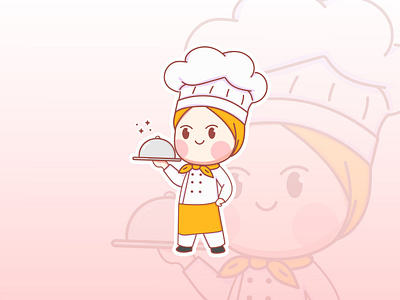 Cute Chef With Hijab Illustration Design branding chef cute design flat illustration flatdesign graphic design hijab illustration illustration art illustration design logo ui