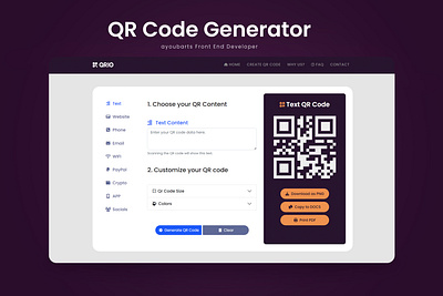 Front End Developer QR Code Generator bootstrap css design front frontend generator html interface qr code responsive website