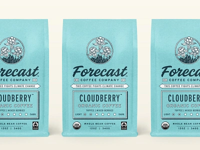 Forecast Coffee Company bag bellingham beverage branding climate coffee fair trade illustration organic packaging print vintage washington