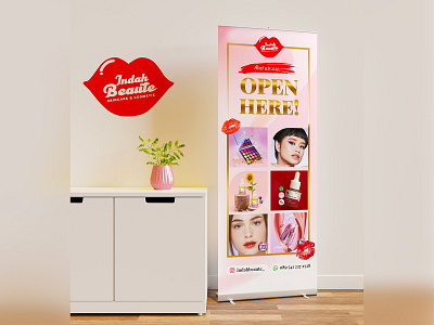 Banner for 💋INDAH BEAUTE💋 - Banner Design advertising banner branding creative design drugstore graphicdesign illustrator makeup