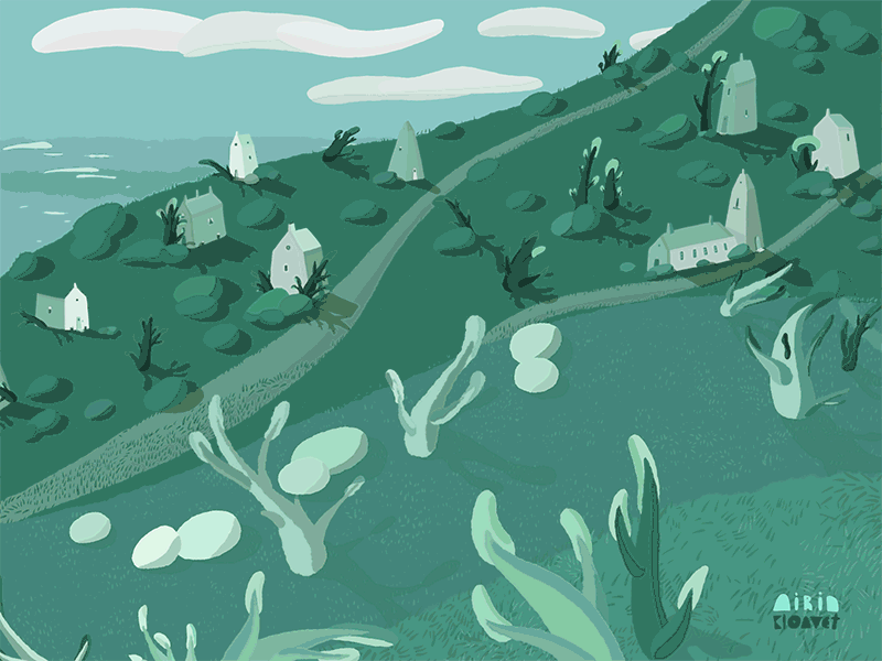 Countryside airinkloavet animation clouds dream fall gif green happy home irinalopik jane austen motion graphics novel sky slowlife spring summer vacations village winter