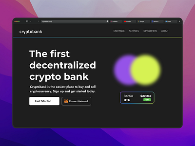 CRYPTOBANK Landing Page app bank banking branding crypto design digitalproduct exchange graphic design illustration ios landing page logo macos nft ui ux vector web design