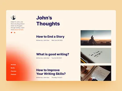 Personal Blog - Homepage agency author blog design studio home page homepage landing page layout minimal personal personal blog ui ui design ux web web design writer writing