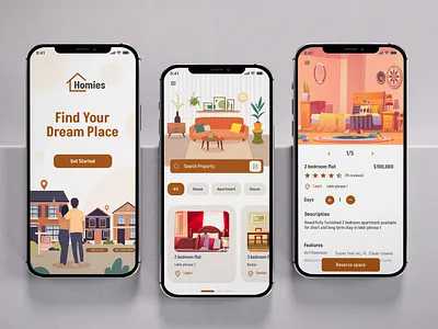 Real Estate App Design agency ui app design branding design elegant graphic design illustration landing page minimalist modern property ui real estate agency real estate branding real estate ui realestate landig page realtor app ui ui design