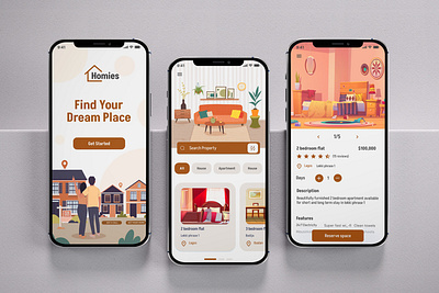 Real Estate App Design agency ui app design branding design elegant graphic design illustration landing page minimalist modern property ui real estate agency real estate branding real estate ui realestate landig page realtor app ui ui design