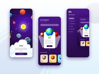 Planet app app earth mobileappdesign planet planetapp space uidesign univers