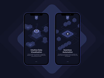 Futuristic Data Experience automation darkmode data design figma futuristic tech isometricdesign mobileui ui uidesign ux