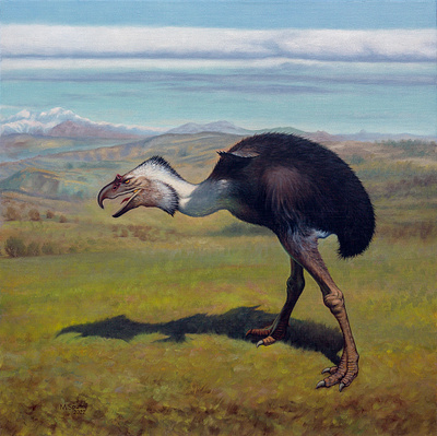 Phorusrhacos animal bird dinosaur extinct painting paleoart