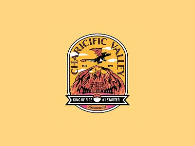 Charicific Valley Logo badge charizard dragon illustration logo mountain pokemon vector