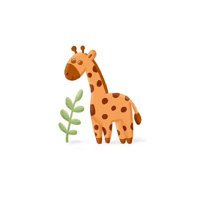 Little giraffe branding cartoon character child cute design giraffe hand drawn illustration little mascot procreate