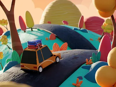 Let’s go on Vacation artdirection blender 3d illustration low poly