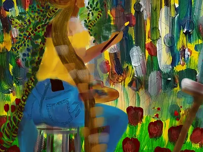 Lily abstract acrylic digital painting flowers illustration lily painting
