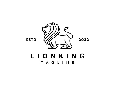 Lion vintage logo design with line art style vector design guard logo vector