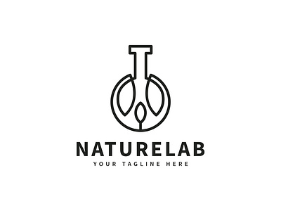 nature leaf, lab logo design with line art style agronomy design logo vector
