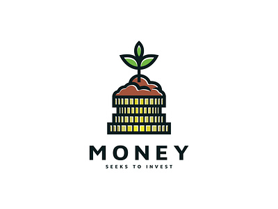 Coin and leaf vector icon illustration bank design logo vector