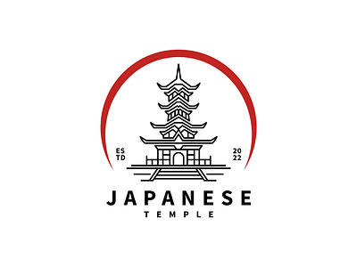 Japanese temple vector icon illustration logo design design fuji logo vector