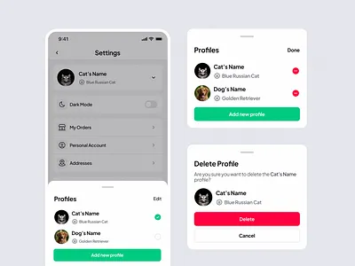 Profile Delete Modals app components delete design edit minimal mobile modal modals profile settings sheets
