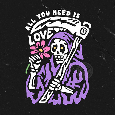 Love reaper cartoon illustration retro vintage