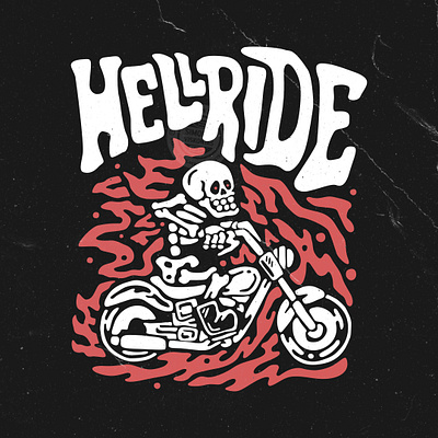 Hellride cartoon illustration retro vintage