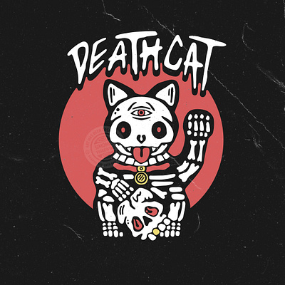 Deathcat cartoon illustration retro vintage