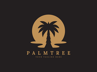 palm tree and sea water wave logo design design logo summer vector