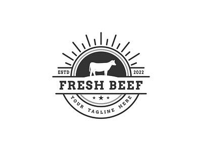 Angus beef meat vintage label logo design design emblem logo vector