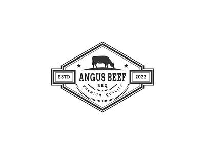Angus beef meat vintage label logo design design emblem logo vector
