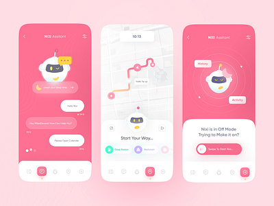 NIXI Smart Assistant 🤖 3d app assistant design figma flat glass graphic design minimal nav navigation trend ui uixux