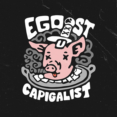 Egoist capigalist cartoon illustration retro vintage