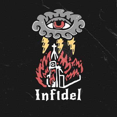 Infidel cartoon illustration retro vintage