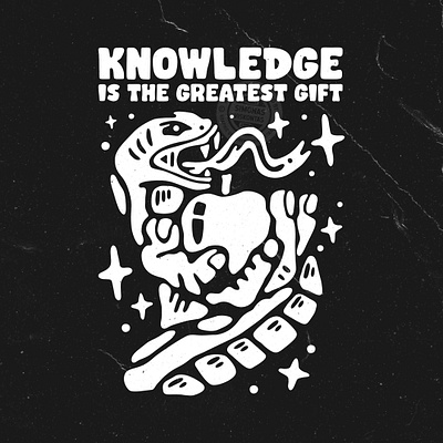 Knowledge snake cartoon illustration retro vintage