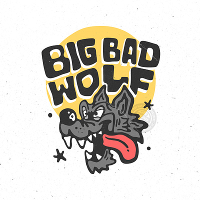 Big bad wolf cartoon illustration retro vintage