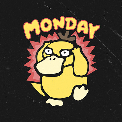 Monday Psyduck cartoon illustration lowbrow retro vintage